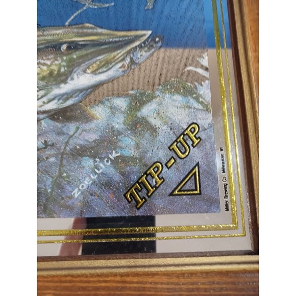 Miller High Life Beer Tip Up Northern Pike Mirror Scott Zoellick Signed Man Cave - Picture 3 of 6